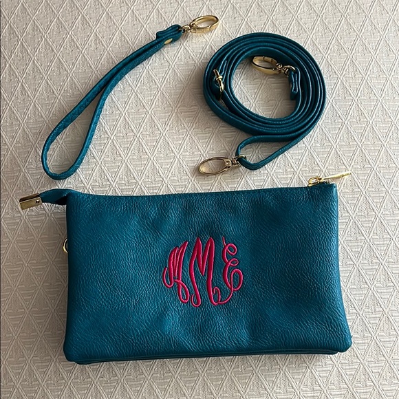 monogram Handbags - Blue Wristlet Clutch/Crossbody Bag NWOT